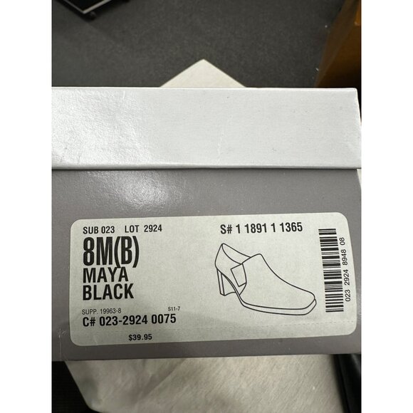 Worthington Black Leather Square-Toe Slip-On Heels 8M - Picture 6 of 6